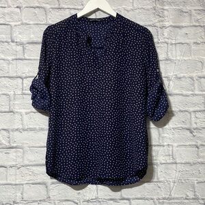 Sweet Rain Navy Blue Patterned Blouse